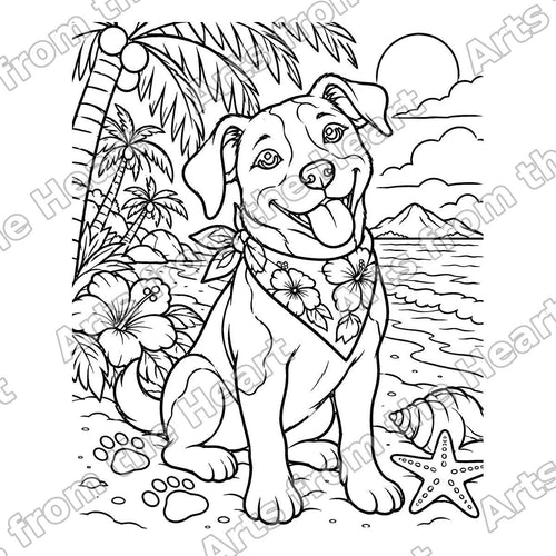 Island Dog with Bandana Pre-Drawn Sip & Paint Canvas, 8x10 – Arts from the Heart SXM