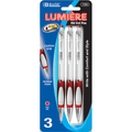 Lumiere Red Oil Ink Rectractable Pen w/grip 3 pack