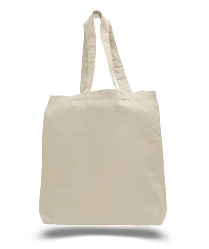 Economical 100% Cotton Tote Bags with Bottom Gusset  - Natural