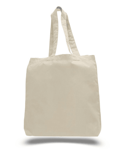 Economical 100% Cotton Tote Bags with Bottom Gusset  - Natural