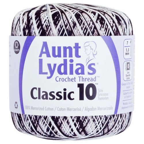 Aunt Lydia's Classic Cotton Crochet Thread Size 10  ZEBRA