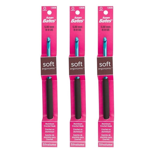 Susan Bates Silvalume Soft Handle Aluminum Crochet Hook 5.5"-Size H8/5mm
