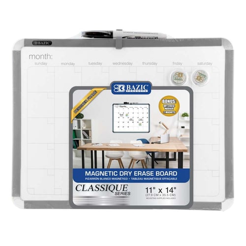 BAZIC 11" X 14" Magnetic Dry Erase Calendar Board w/ Marker & 2 Magnets
