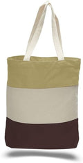 Heavy Canvas Tote Bags Tri-Color -  CHOCOLATE