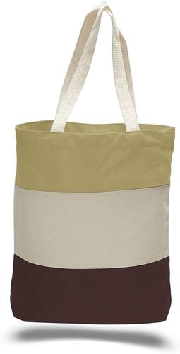 Heavy Canvas Tote Bags Tri-Color -  CHOCOLATE