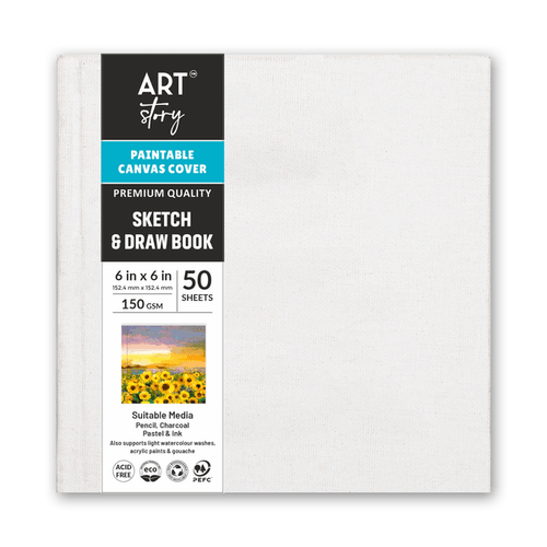 Little Birdie Customizable Canvas Cover Sketch And Draw Book-6"X6"