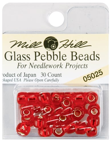 Mill Hill Glass Pebble Beads 5.5mm 30/Pkg-Ruby