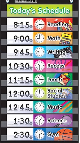 Daily Schedule (Black) Pocket Chart