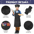 Kids Apron + Chef Hat Set Black: 7-13 yrs