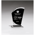 G2926 - 6" x 9 1/2" Sail Shaped Glass Award with Black Center