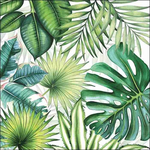 Napkin 33 Tropical Leaves White FSC Mix 20 PC