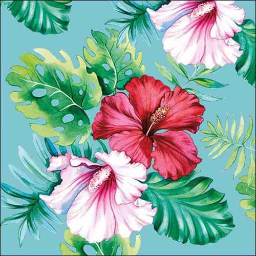Napkin 33 Hibiscus Aoral Petrol FSC Mix 20 PC