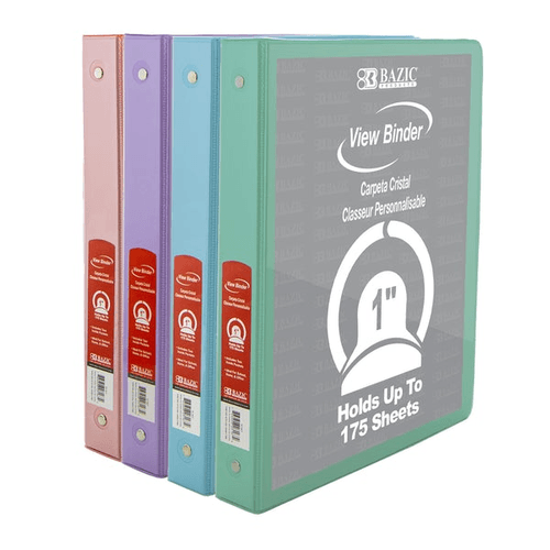 1‚Äù Asst. Pastel Color 3-Ring View,Binder w/ 2-Pockets