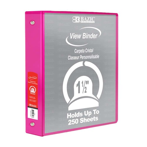 1.5" Fuschia 3-Ring View Binder with 2 Pockets