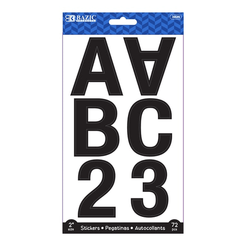 2" Black Color Alphabet &,Numbers Stickers