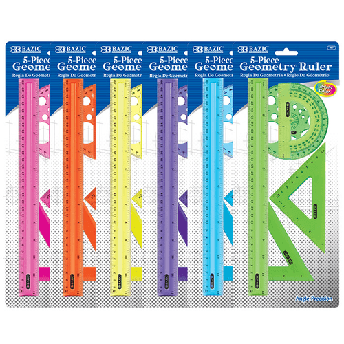5-Piece Geometry Ruler Combination Sets (5/Pack),,