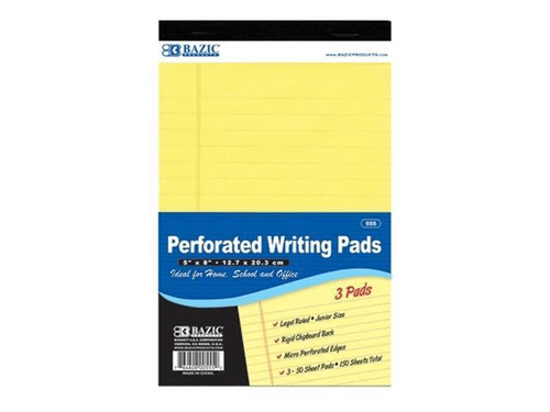 50 ct. 5 x 8 Canary Jr. Perforated Writing Pad (2/Pack)