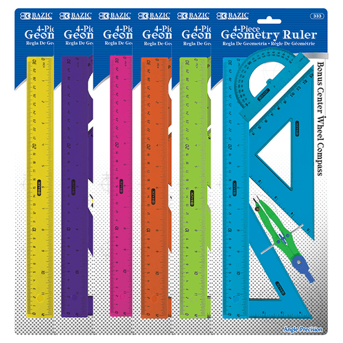 4-Piece Geometry Ruler Combination Sets with Center Wheel Compass