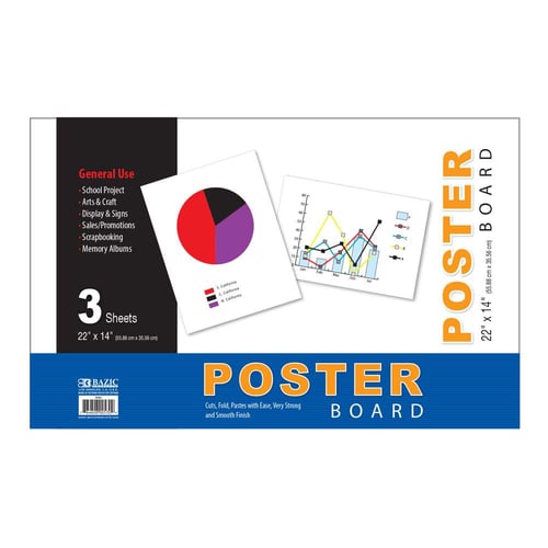 BAZIC 22" X 14" White Poster Board