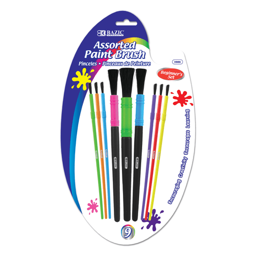 BAZIC Asst. Size Kid's Paint Brush Set (9/Pack)