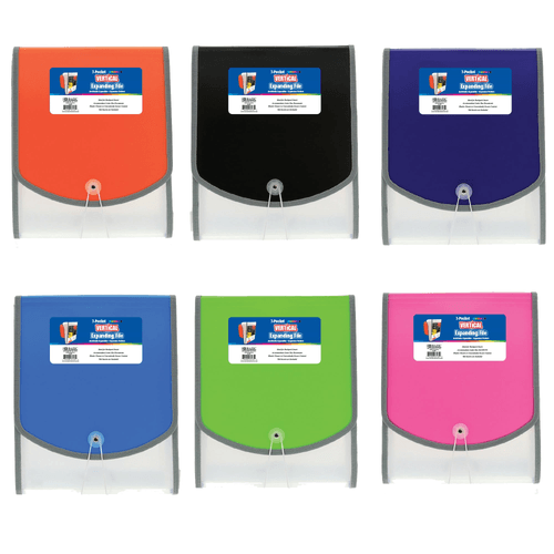 BAZIC 7-Pocket Letter Size Vertical Poly Expanding File