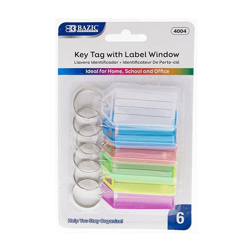 BAZIC Key Tags with Holder & Label Window