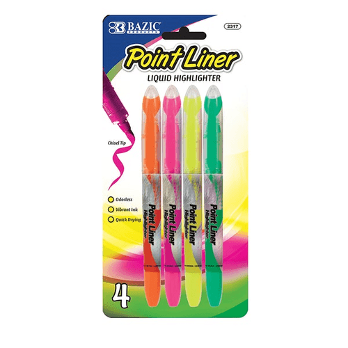 Pen Style Fluorescent Color Liquid Highlighters(4/pack)