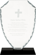 FC43 -- 8 1/4 inch Shield Facet Glass on Black Base