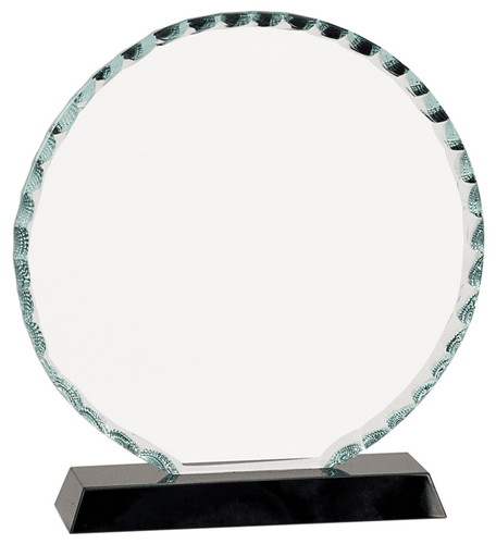 FC23 7 1/2" Round Facet Glass on Black Base