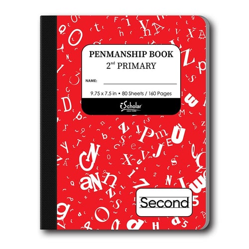 Penmnshp Comp 2nd Grade Red 9.75"x7.75" 80SHT