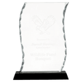 FC32 - 8 1/4" Scroll Facet Glass on Black Base