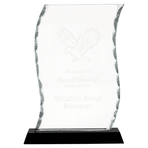 FC32 - 8 1/4" Scroll Facet Glass on Black Base