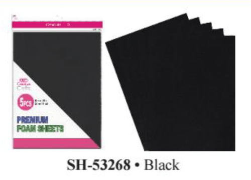 FOAM SHEETS 9"X12" 5PC BLACK 2MM THICK
