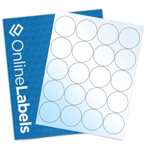 White Glossy Labels -2" Circle 20 SHT 5PCS