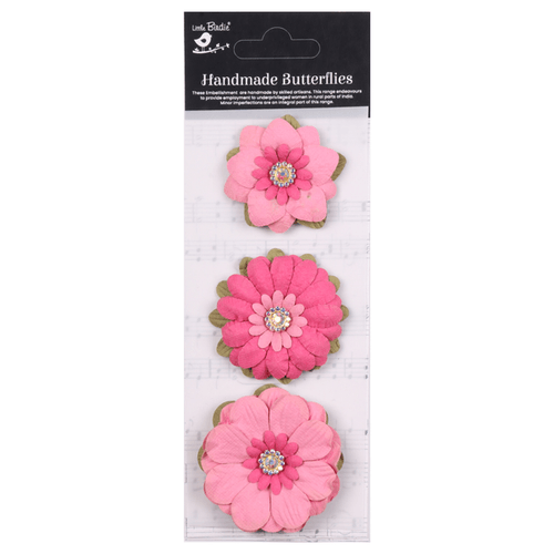 Little Birdie Jeremy Paper Flowers 3/Pkg Precious Pink