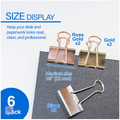 Medium 1 1/4" (32mm) Assorted Color Metallic Binder Clip (6/Pack)
