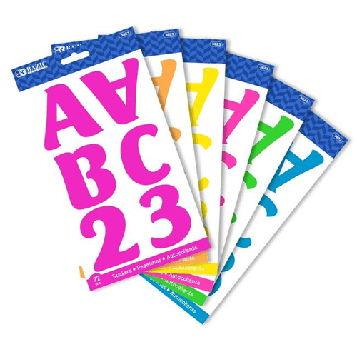 2‚Äù Fluorescent Color Alphabet,Stickers (10 SHEETS)