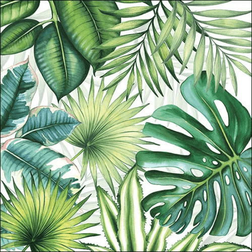Napkin 33 Tropical Leaves White FSC Mix 20 PC