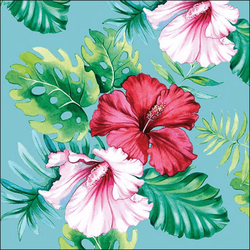 Napkin 33 Hibiscus Aoral Petrol FSC Mix 20 PC