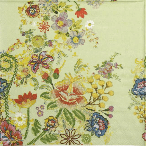 Napkin 33 Embroidery Rowe Green FSC Mix 20 PC