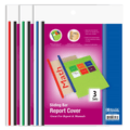 Clear Front Report Covers w/ Sliding Bar (3/Pack)