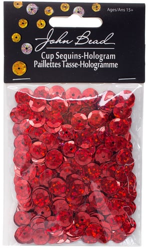John Bead Round Sequins 8mm 850/Pkg-Red