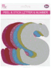 GLITTER LETTERS "S" PEEL&STICK 6 COLORS ASSTD 12-14CM