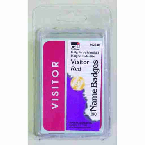 Labels - Name Badge - 3-3/8 x 2-1/4 - Visitor - Red - 100/Bx