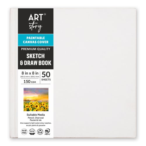 Little Birdie Customizable Canvas Cover Sketch And Draw Book-8"X8"