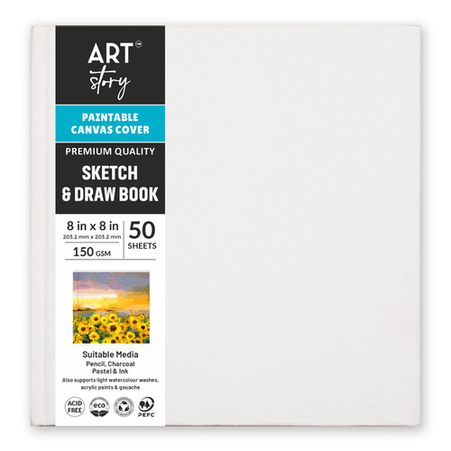 Little Birdie Customizable Canvas Cover Sketch And Draw Book-8"X8"