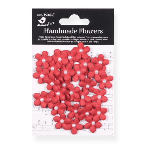 Little Birdie Janice Paper Flowers 25/Pkg Cardinal Red