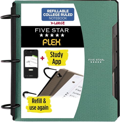 Five Star Flex Refillable Notebook + Study App,