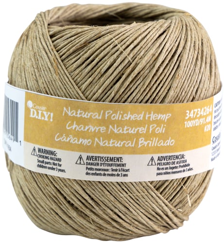CousinDIY Thin Hemp Cord 20lb - Natural