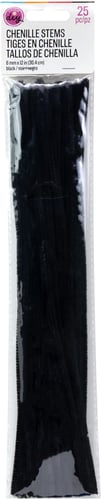 CousinDIY Chenille Stems 6mmx12" 25/Pkg - Black